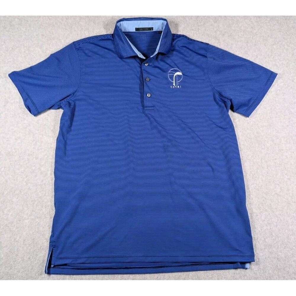 Greyson Men Shirt Large‎ Polo Striped Wolf Logo Performance Golf Outdoor Preppy